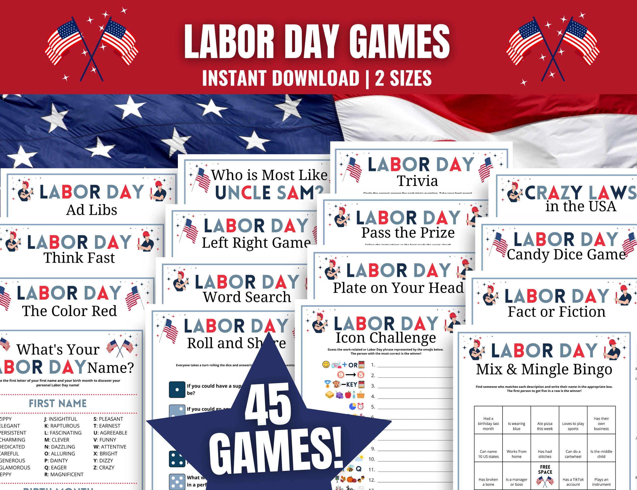 Labor Day Games Bundle: 45 Patriotic Party Activities and Icebreakers (Digital Download)