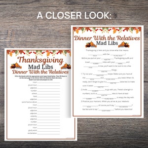 Thanksgiving Ad Libs BUNDLE, Thanksgiving Word Game for Kids & Adults, Thanksgiving Day Games, Fun Thanksgiving Dinner Activity for Families image 7