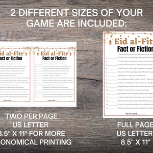 Eid Al-fitr Fact or Fiction Game: Fun Quiz (printable PDF) - Etsy