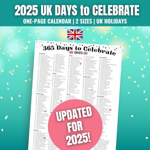 2025 UK Fun Days to Celebrate Calendar: Social Media Planner (Printable)