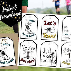 Tagi Cross Country Treat Tags, Tagi Cross Country Snack Tags, Tagi Cross Country Goodie Bag Tags, Dzień wyścigów, Tagi Cross Country Spirit Bag Tags, Tagi Good Powodzenia