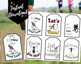 Cross Country Treat Tags, Cross Country Snack Tags, Cross Country Goodie Bag Tags, Race Day, Cross Country Spirit Bag Tags, Good Luck Tags