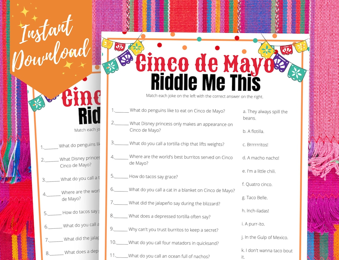 Cinco De Mayo Riddle Me This Game Funny Cinco De Mayo Jokes - Etsy