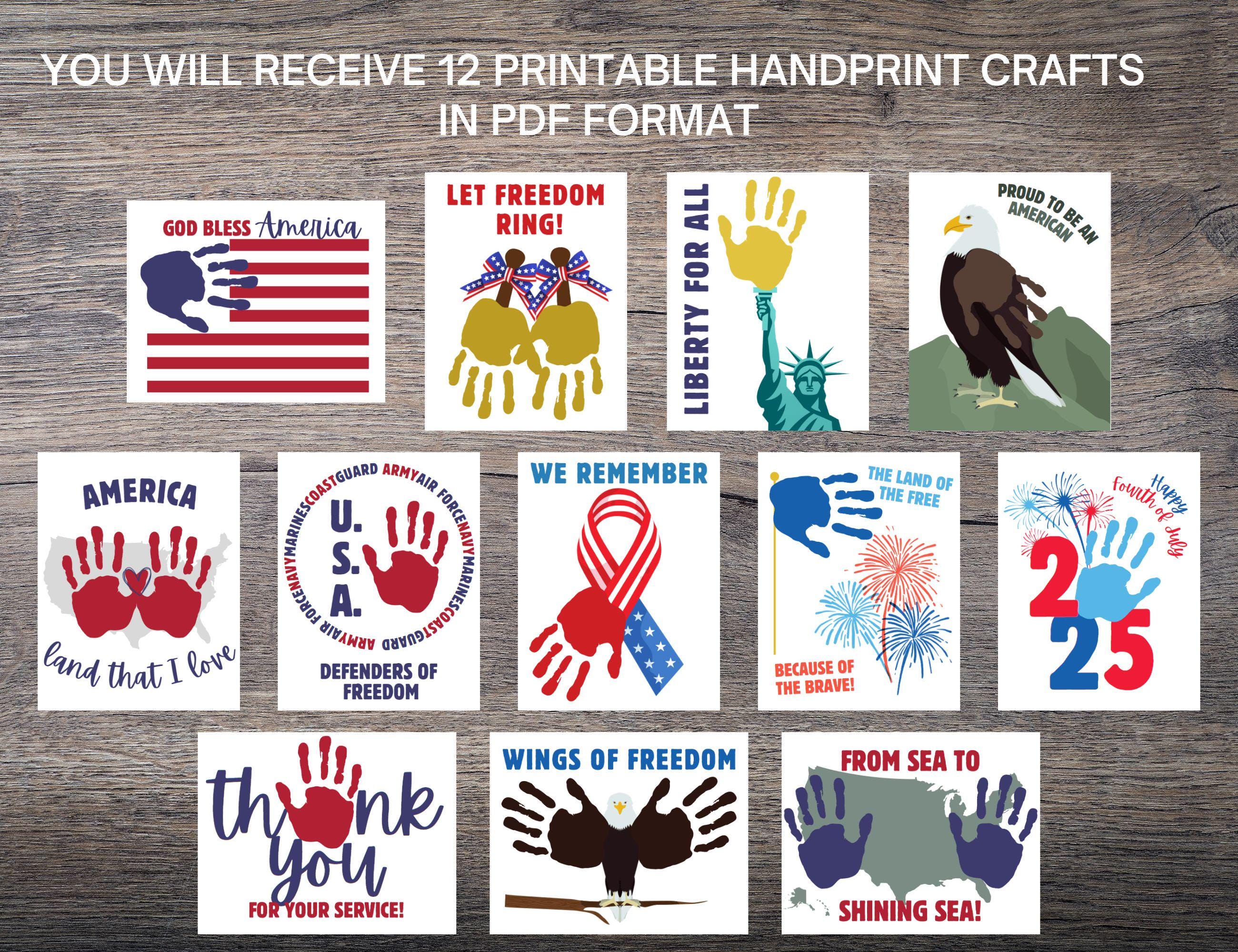 Patriotic Handprint Craft Templates: USA Holiday Kids Art (digital ...