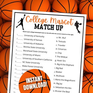 Basketball Maskottchen Match Spiel: College Sport Trivia Quiz (Digitaler Download)