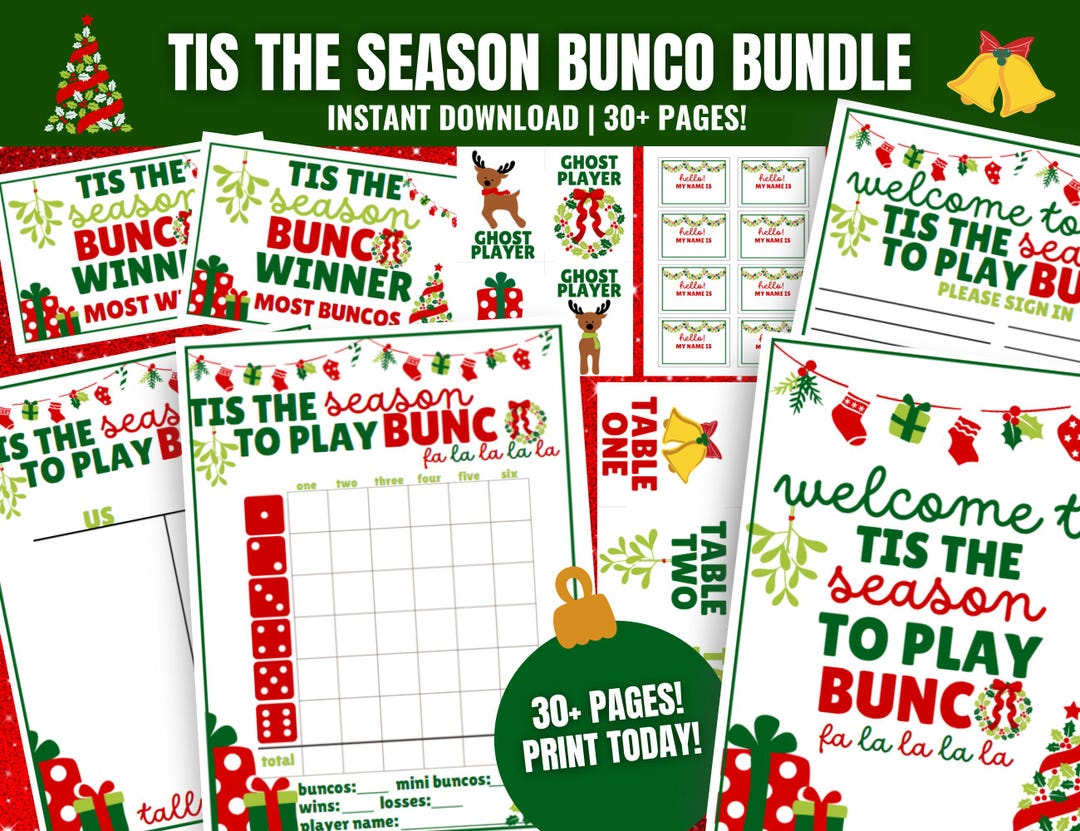 Christmas Bunco MEGA Bundle, Printable Holiday Bunco, December Bunco ...