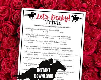 Kentucky Derby Trivia Game: Printable Party Quiz (Digital Download)
