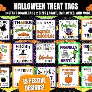Lot d'étiquettes de remerciement pour Halloween, étiquettes-cadeaux de remerciement pour les employés d'Halloween, étiquettes de gourmandises pour le personnel, collègue, étiquettes-cadeaux d'Halloween