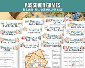 Passover Games MEGA BUNDLE, Fun Passover Activities, Seder Dinner Games for Group, Passover Trivia & Puzzle Games, Passover Printables