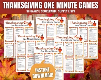 Lot de jeux d'une minute pour Thanksgiving : 36 activités amusantes (PDF)