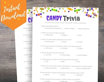 Halloween Candy Trivia Game, Halloween Candy Quiz Game for Adults, Teens, Tweens, Halloween Party Game, Trick or Treat Game, PRINT AT HOME