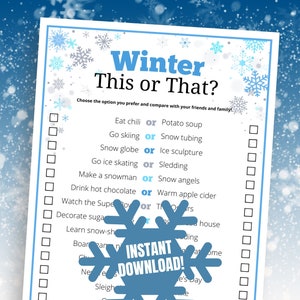 Winter This or That Game: Fun Party Activity (Digital Download)