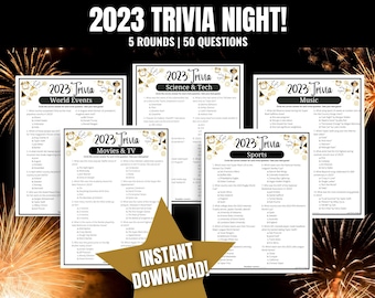 2023 Year in Review Trivia Games, New Year's Trivia Night Bundle, Fun New Year's Eve Party Game, 2023 Trivia Questions and Answers