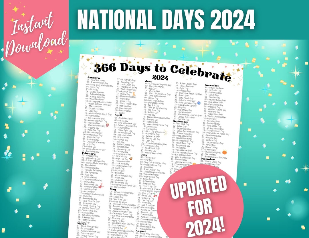 366 Days to Celebrate 2024 National Days Calendar Social Porn Photo Hd