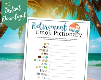 Pictionary-spel pensioen-emoji: leuke kantoorfeestactiviteit (digitale download)