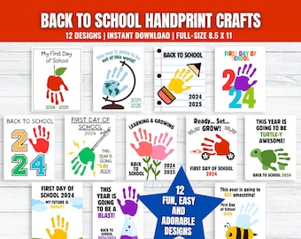 Back to School Handprint Craft Templates, Back to School Handprint Art, Printable Back to School Crafts, Preschool Back to School Art