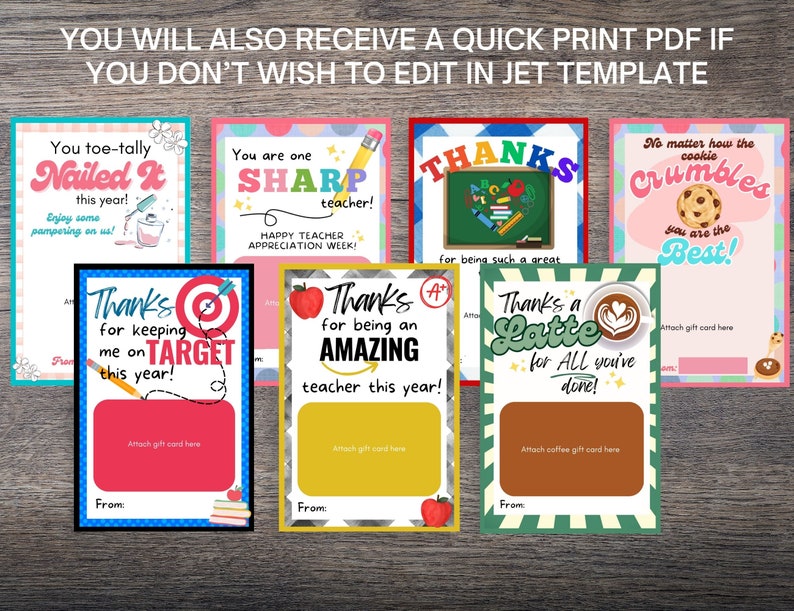 Editable Teacher Gift Card Holder Bundle (digital Download) - Etsy