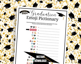 Jeu emoji pictionnaire pour l'obtention du diplôme, Jeu d'emoji pour la remise des diplômes, Idées de fête de remise des diplômes 2024, Jeux amusants pour l'obtention du diplôme