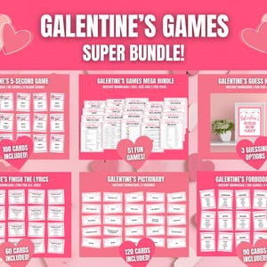 Galentinische Spiele SUPER Bundle, Galentinische Gesellschaftsspiele, Galentinische Trivia-Spiele, Galentines Day Spiele, Galentines Brunch, Galentines Party-Ideen