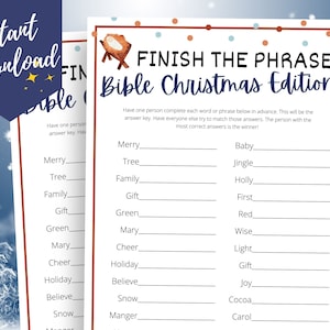 Bible Christmas Finish the Phrase Game: Nativity Printable (PDF)