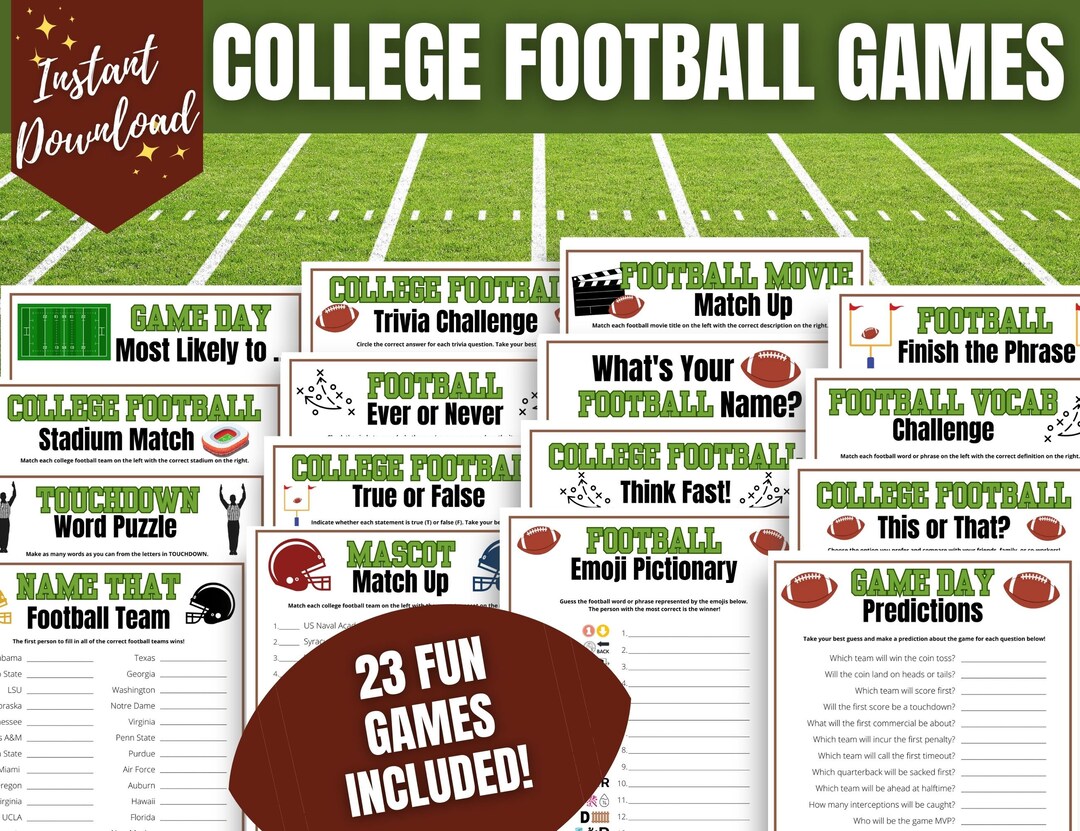 College Football Party 23-game MEGA Bundle, Football Party Game ...