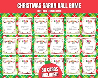 Christmas Saran Ball Game, Fun Christmas Party Plastic Wrap Game, Christmas Saran Wrap Game, Saran Wrap Challenge Cards, Funny Group Game