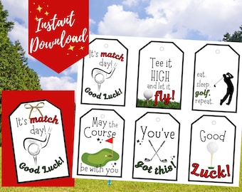 Golf Treat Tags, Golf Snack Tags, Golf Team Goodie Bag Tags, Golf Spirit Bag Tags, Cute Golf Gift Tags, Good Luck, Golf Match Treat Tags