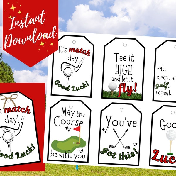 Golf Treat Tags, Golf Snack Tags, Golf Team Goodie Bag Tags, Golf Spirit Bag Tags, Leuke Golf Cadeau Tags, Veel Geluk, Golf Match Treat Tags