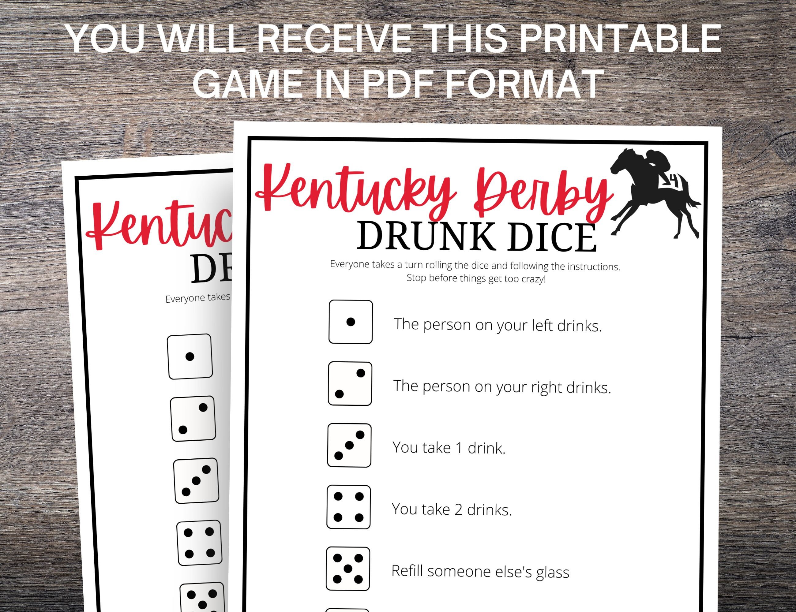Kentucky Derby Drunk Dice Game Fun Kentucky Derby Party Game Etsy