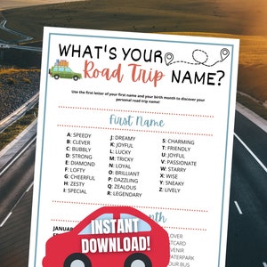 Road Trip Name Game: Fun Travel Activity (Printable PDF)