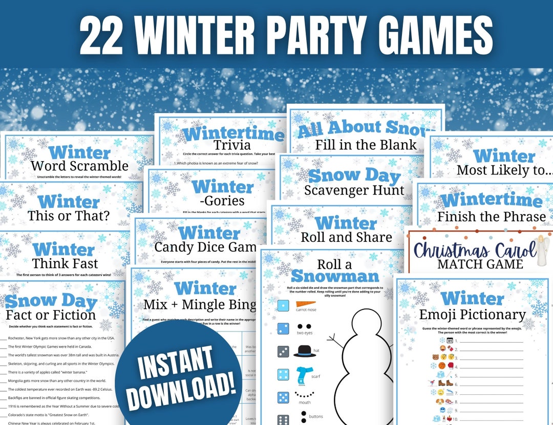 22 Winter Games MEGA BUNDLE, Winter Party Game Bundle, Winter Classroom