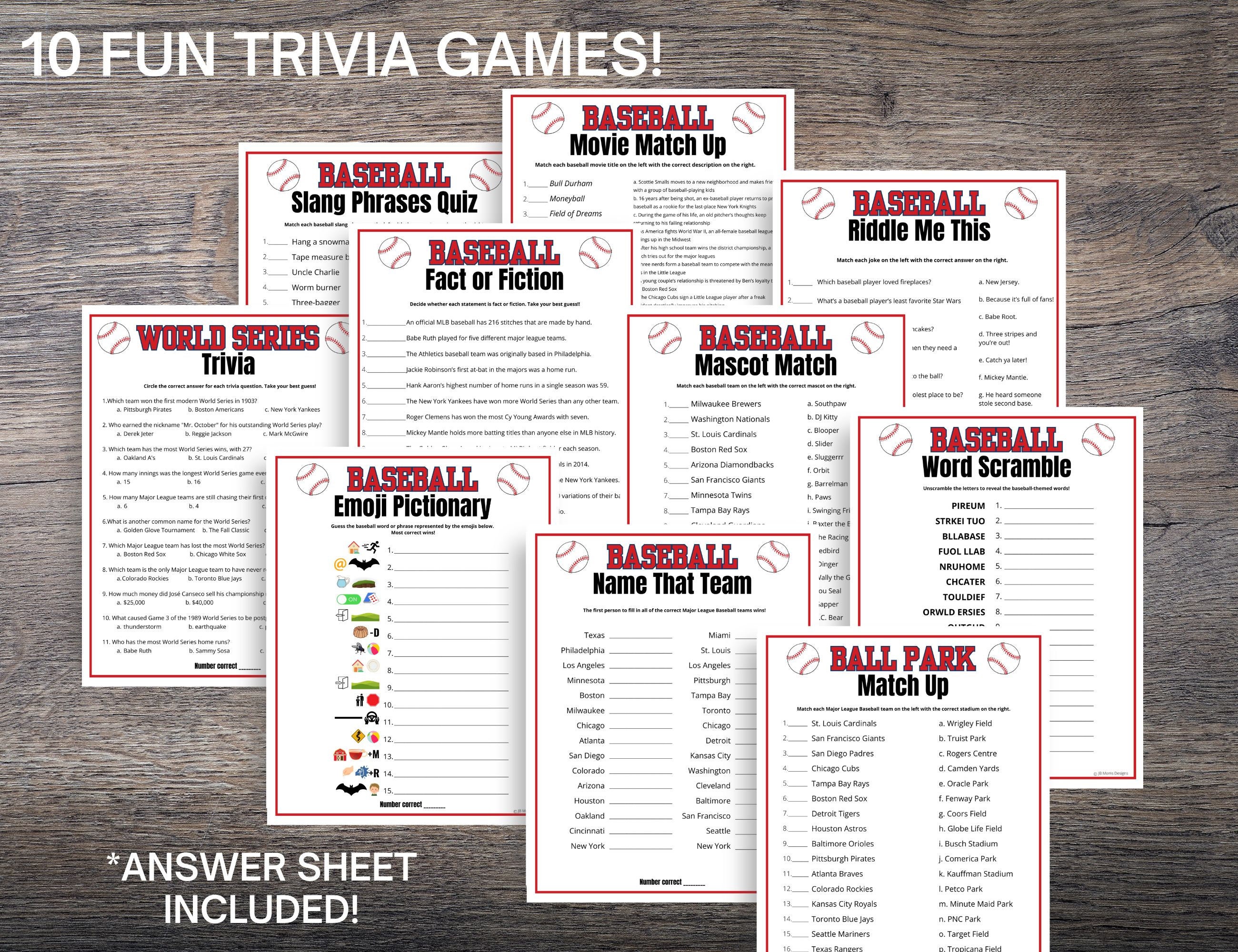 Baseball Party Games Bundle: 30 Printable Baseball-themed Games and ...