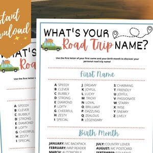 What's Your Road Trip Name Game, Funny Road Trip Name Generator ...