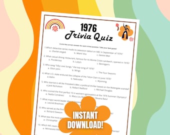 1976 Trivia Game: 50th Birthday, Anniversary, Reunion Activity (Digital Download)