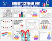 Kids Birthday Scavenger Hunt: 24 Clue Treasure Hunt (Instant Download)