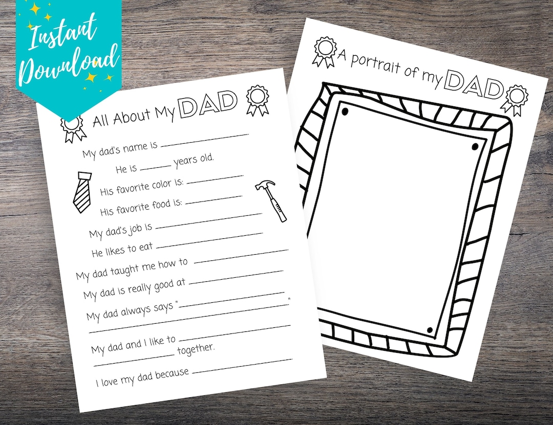 All About Dad Printable, Fathers Day Gift From Kids, Fathers Day ...