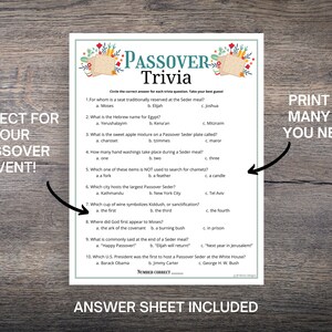 Passover Trivia Game, Printable Passover Trivia Questions &amp; Answers ...