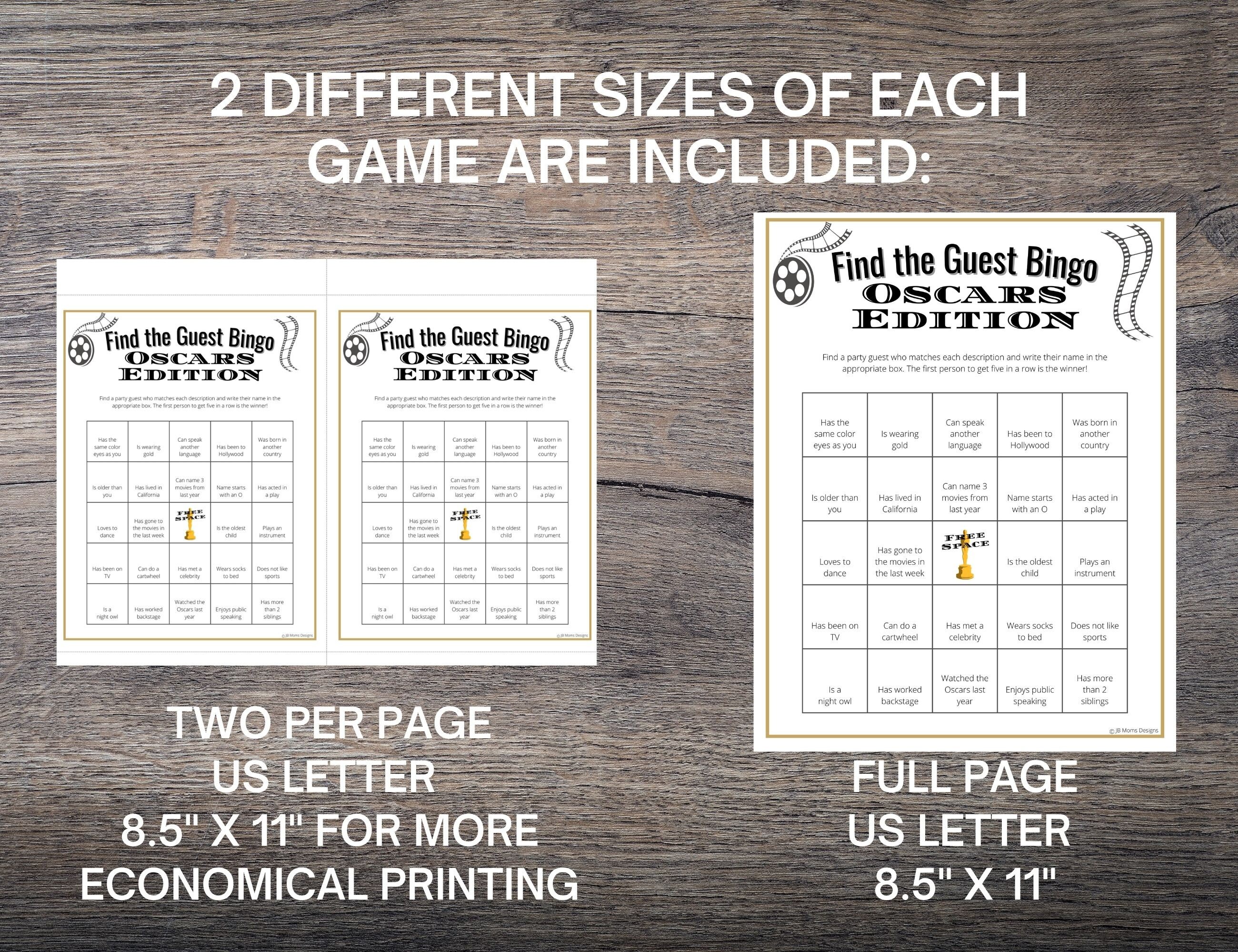 Oscars Party 6game BUNDLE Fun 2023 Oscars Watch Party Games Etsy