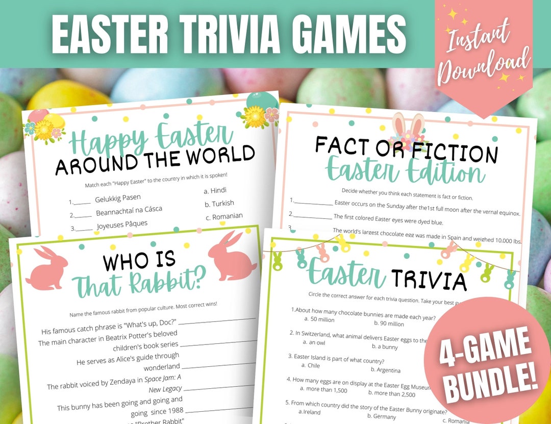 Easter TRIVIA 4-game BUNDLE Fun Easter Trivia Questions and