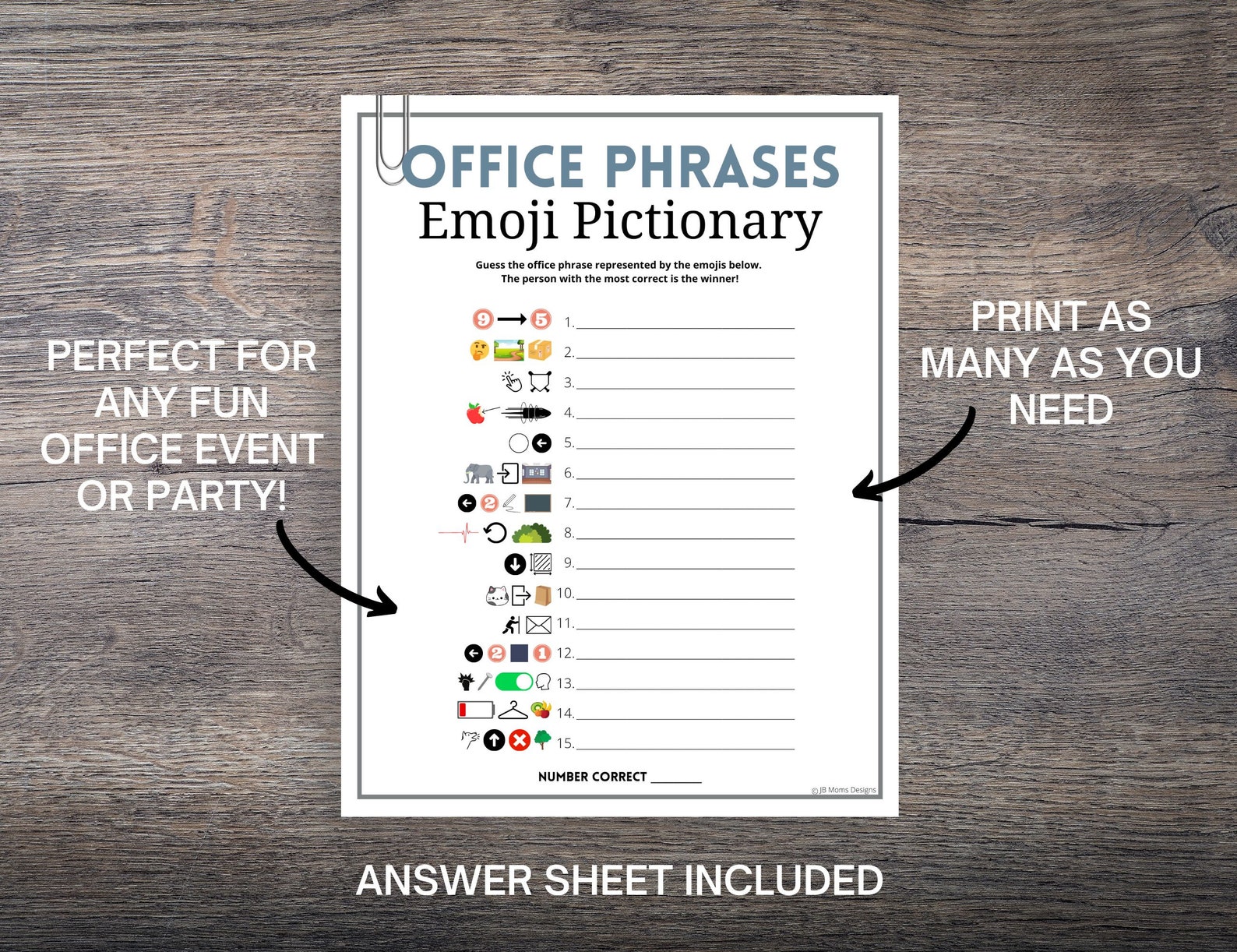 Office Emoji Pictionary Game Fun Emoji Game for Work Party - Etsy