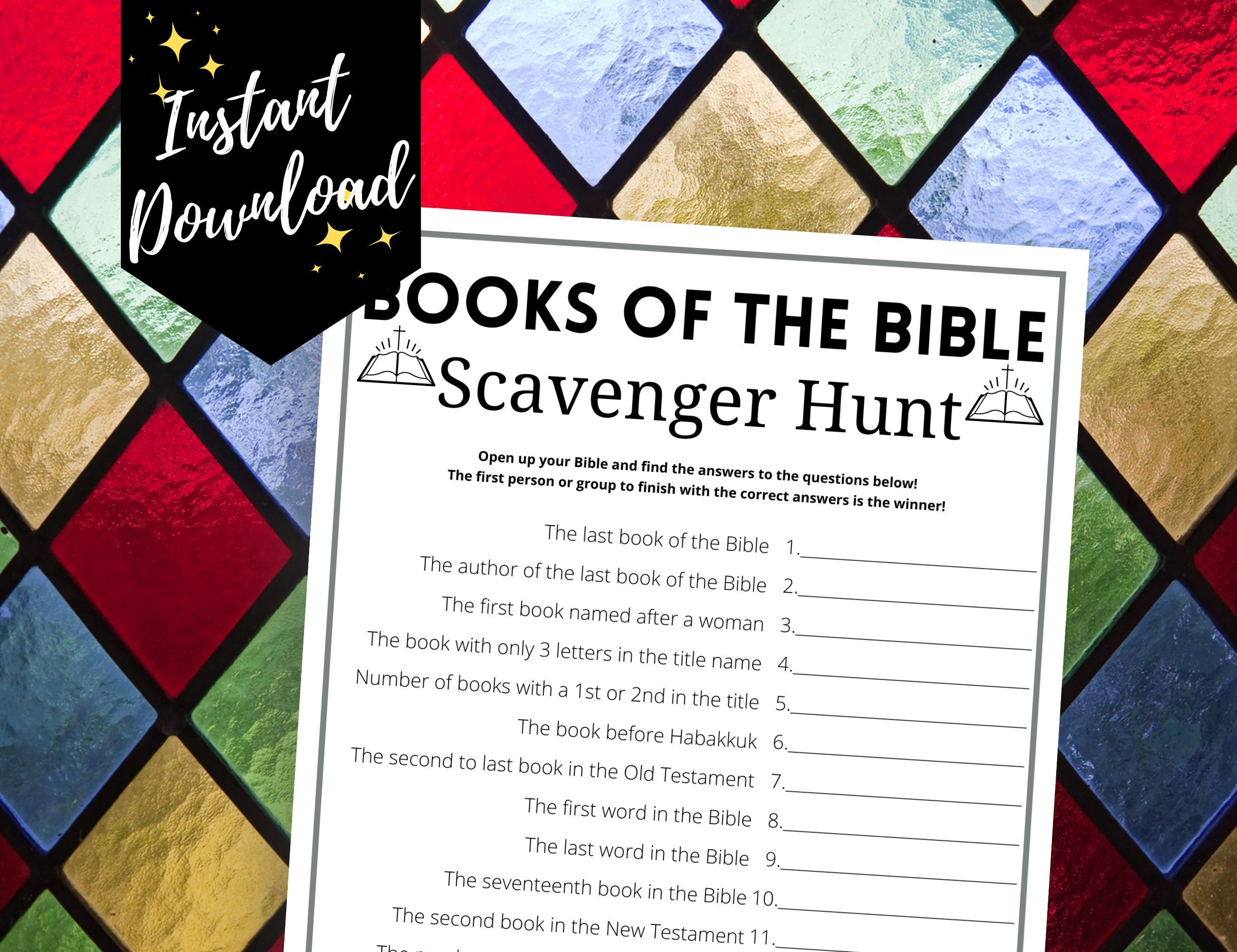 Books of the Bible Scavenger Hunt Game Fun Printable Bible - Etsy