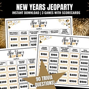 New Year&#39;s Eve Jeoparty Game: 2024 Trivia (Printable PDF)