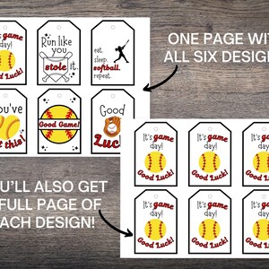Softball Treat Tags, Softball Snack Tags, Softball Goodie Bag Tags ...