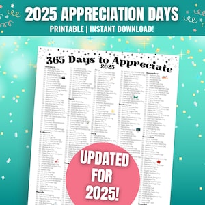 2025 Appreciation Days Calendar: Social Media Plan (Digital Download)