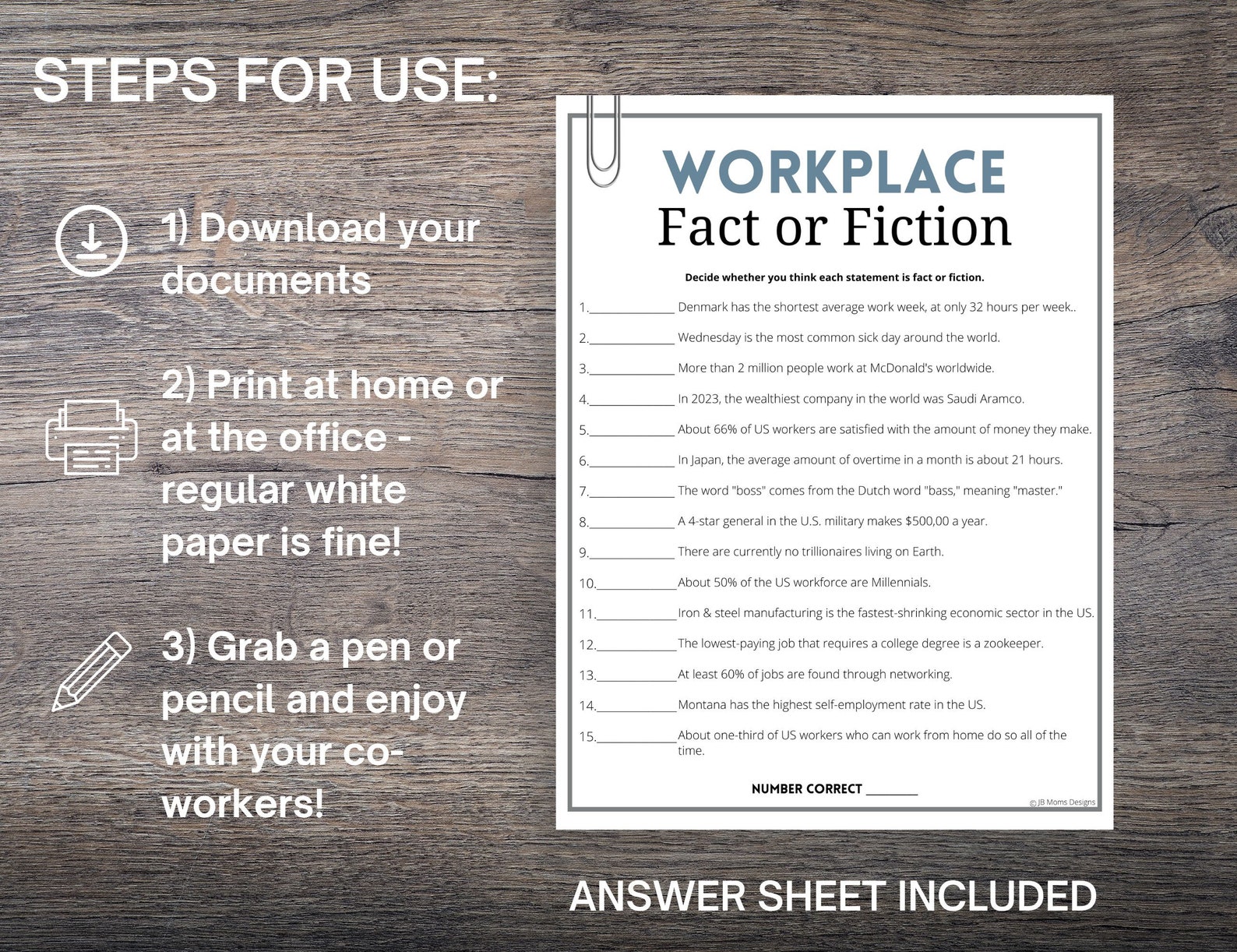 workplace-fact-or-fiction-trivia-game-office-party-game-work-etsy
