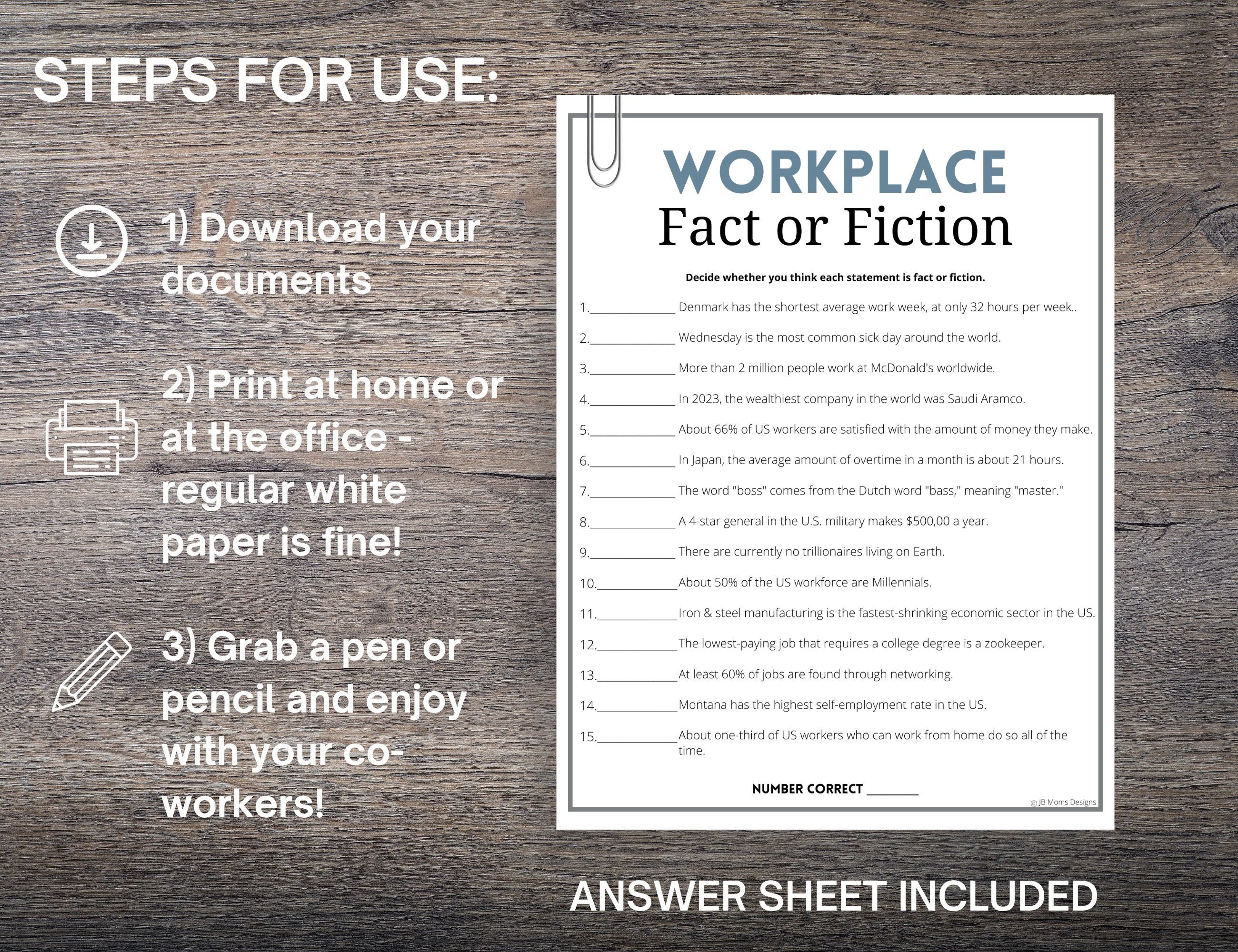 workplace-fact-or-fiction-trivia-game-office-party-game-work-etsy