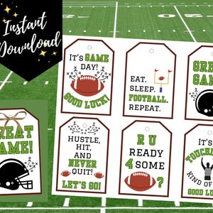 Football Treat Tags, Football Team Snacks Tags, Football Goodie Bag Tags, Team Treats, Good Luck Tags, Football Game Day Treats, Team Tags