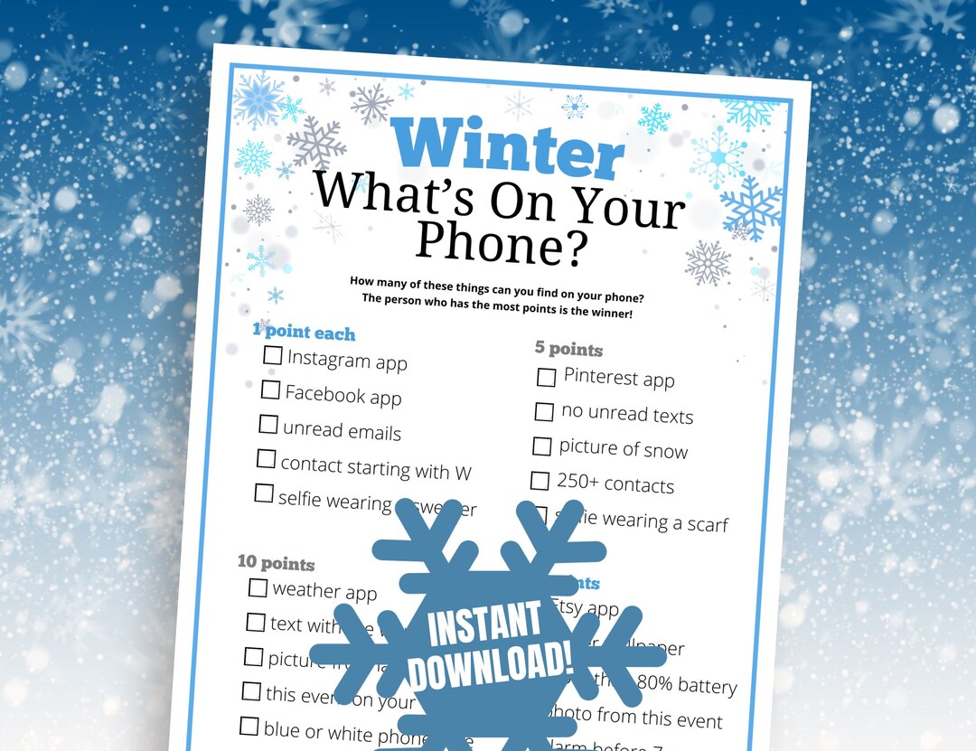 Winter What's on Your Phone Game: Digital Scavenger Hunt for Teens and ...