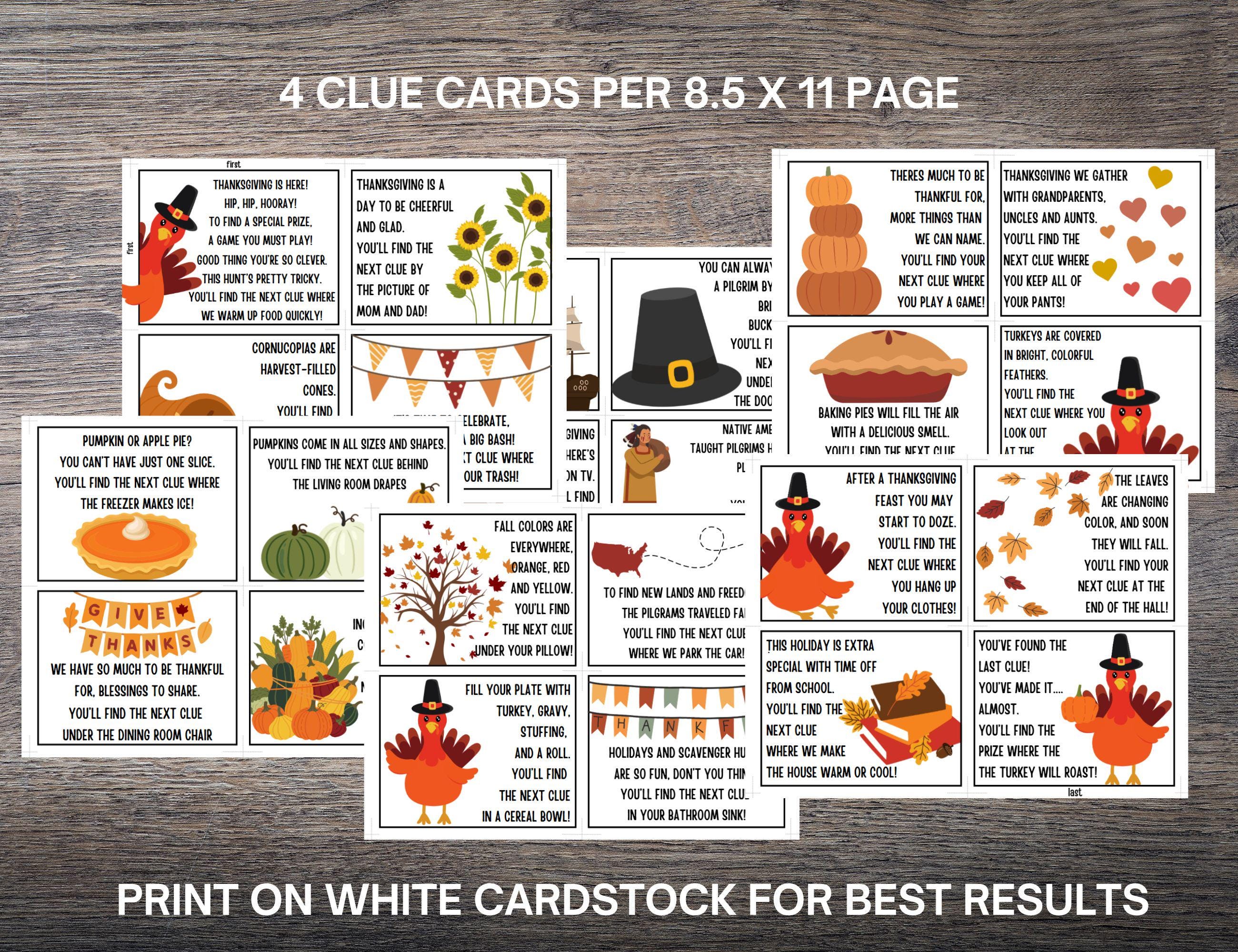 Thanksgiving Scavenger Hunt: 24-clue Treasure Hunt (instant Download ...