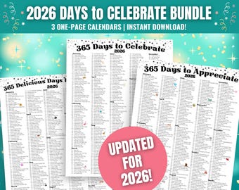 Paquete de calendario "2026 días para celebrar": Ideas de contenido para redes sociales (descarga digital)